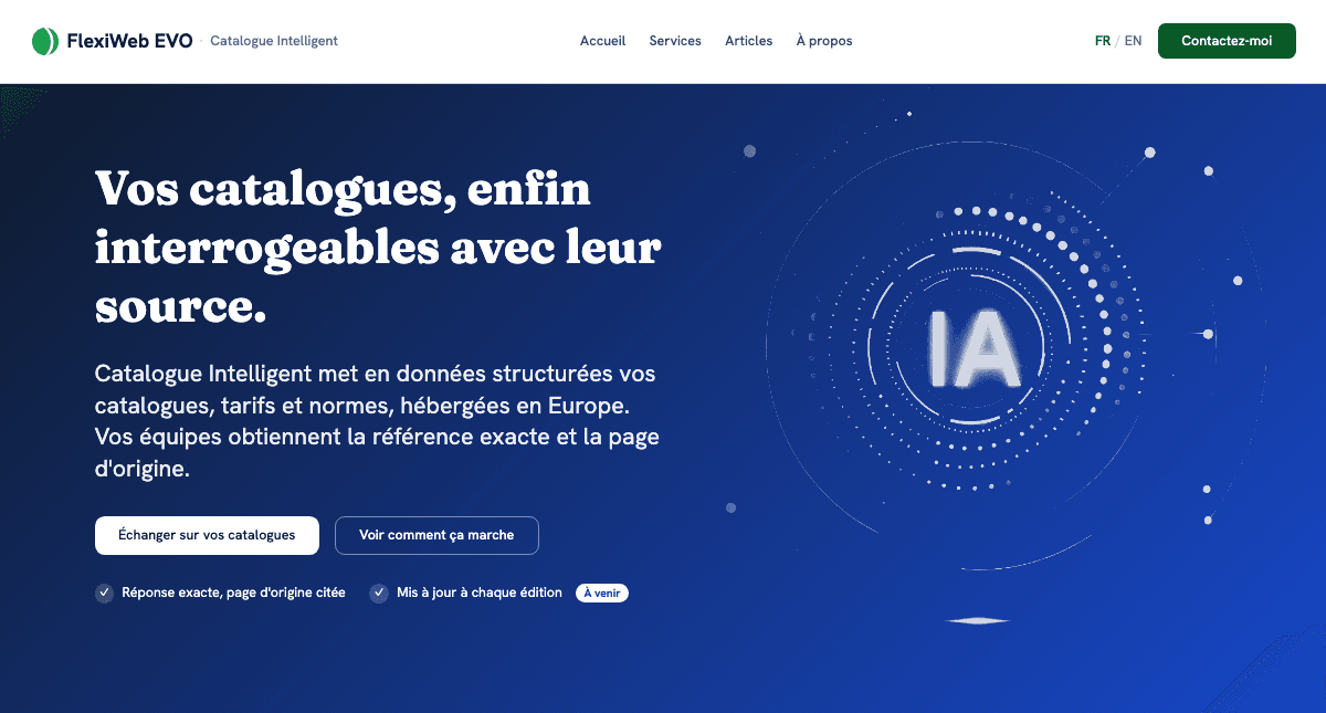 Page Catalogue Intelligent : vos catalogues, enfin interrogeables avec leur source